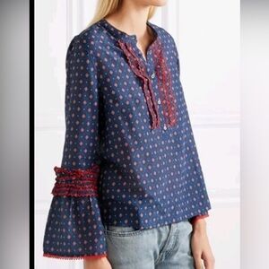 Jcrew Embroidered Bell Sleeve Patterned Women's Top